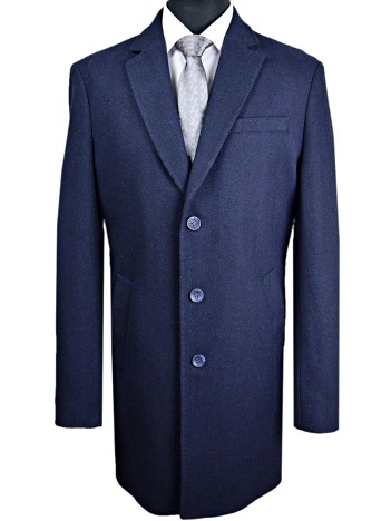 Vlnený kabát modro-čierny, P498