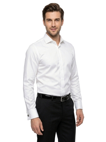Pánska manžetová košeľa biela, P79