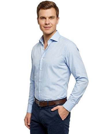 Pánska košeľa modrá s elastanom, P43