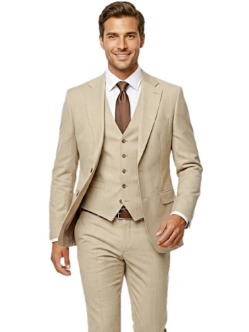 Pánsky oblek svetlohnedý s vestou, P16