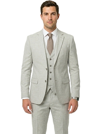 Pánsky vlnený oblek sivý s vestou, P15