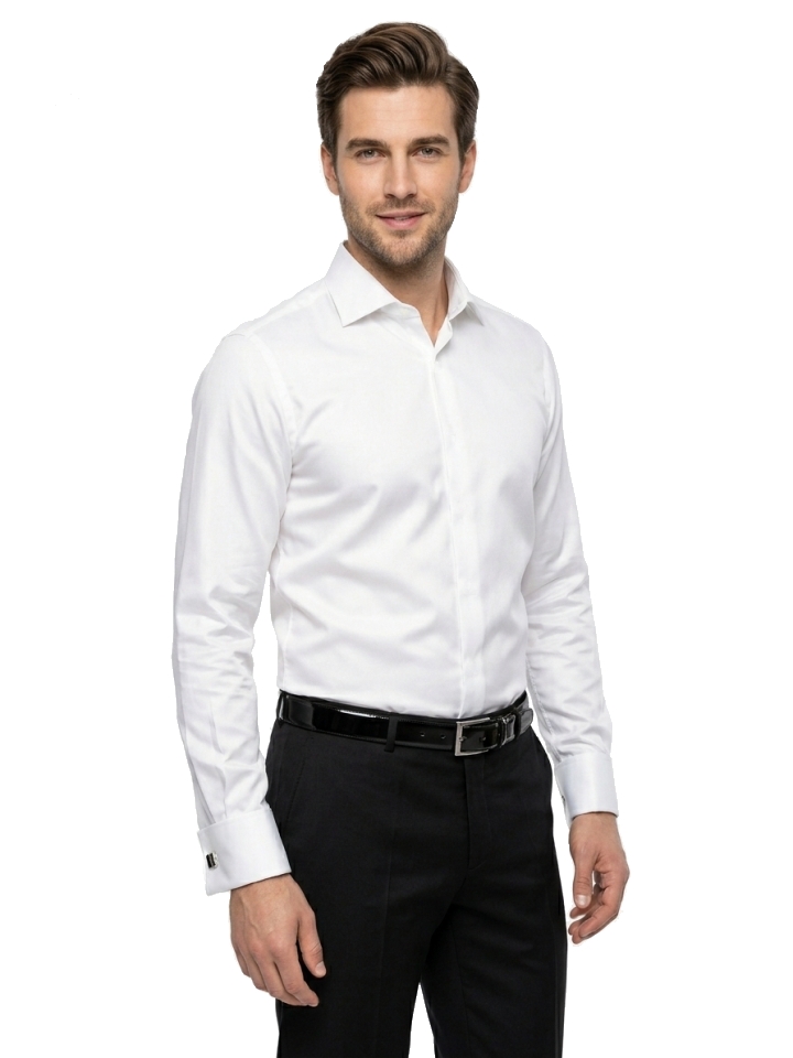 Pánska manžetová košeľa biela, P79