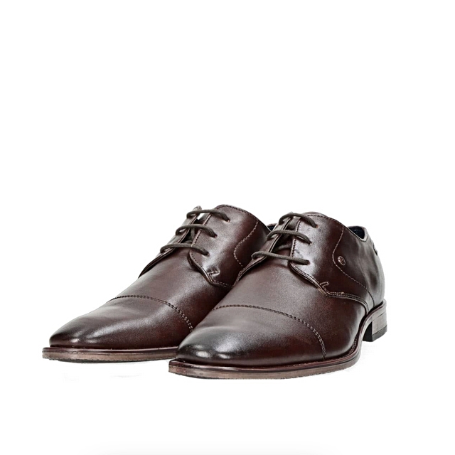 Pánske kožené topánky tmavohnedé, P527