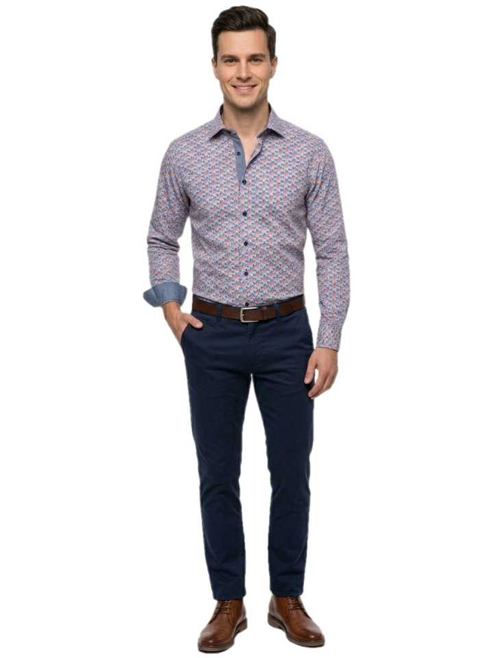 Pánska košeľa modrá so vzorom, P40