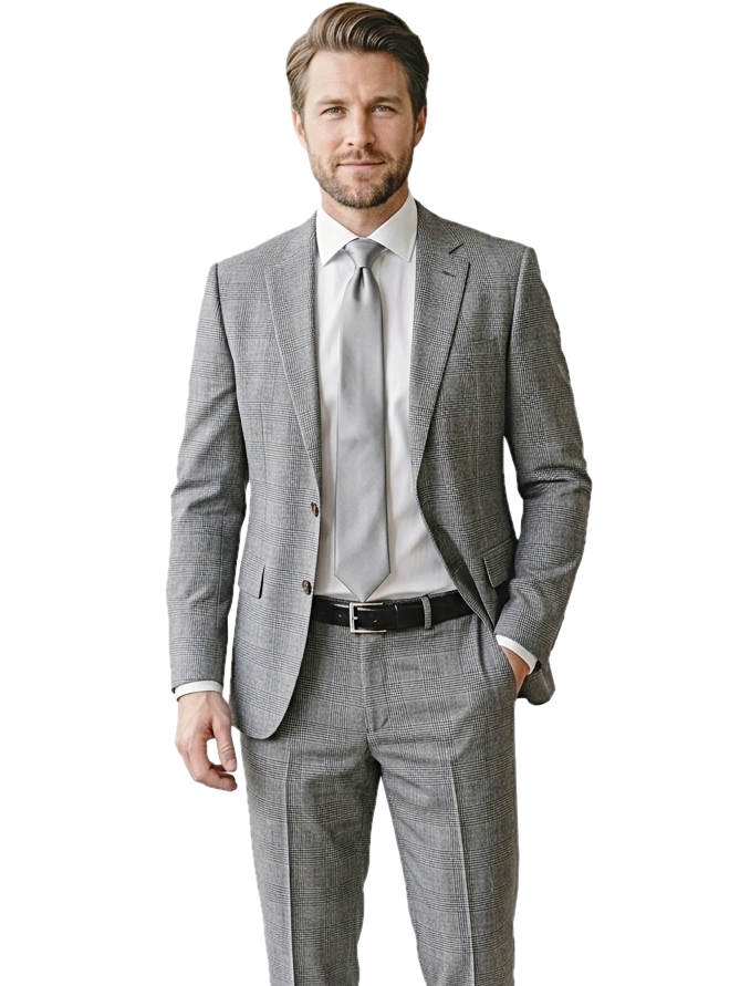 PÁNSKY OBLEK SIVÝ, 100% VLNA, P05