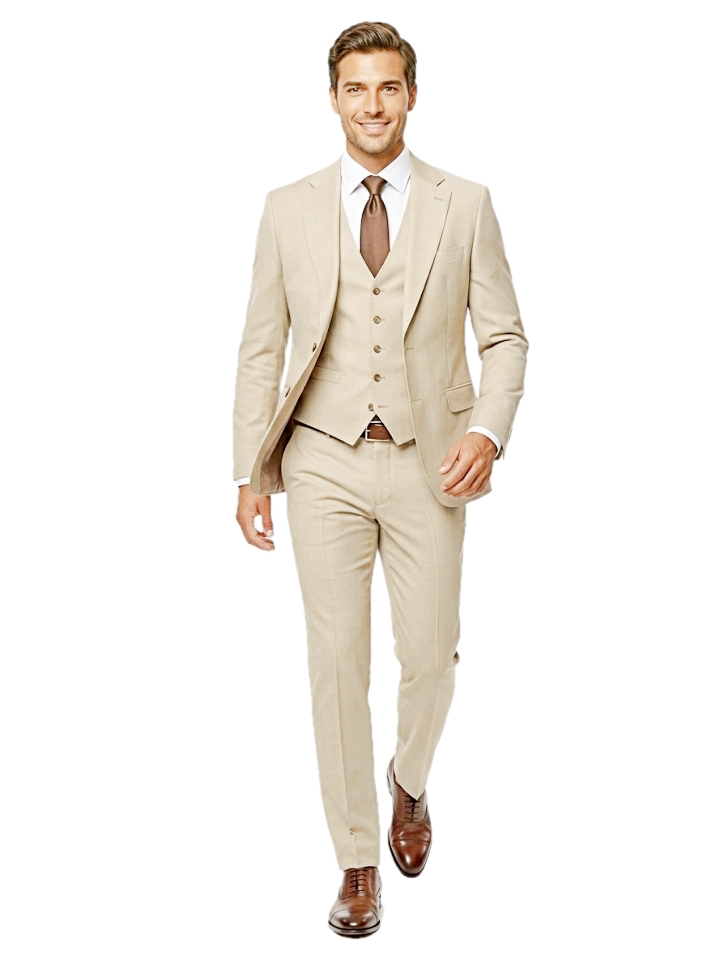 Pánsky oblek svetlohnedý s vestou, P16