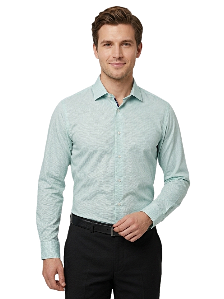 Pánska košeľa zelená so vzorom, P51